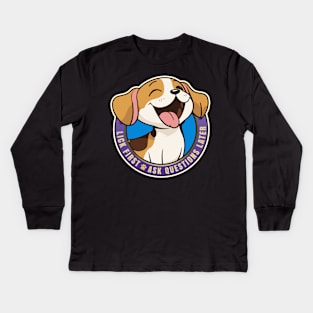 Lick First! Ask Questions Later - Beagle Kids Long Sleeve T-Shirt